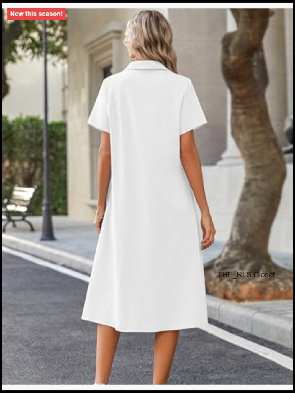 Button Down Shirt Dress A-Line Midi Sundress Short Sleeve Travel Cover Up - Picture 6 of 7